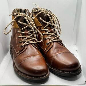 Outpost Makers Everet Leather Boots Men's Size 11 Side Zip Lace Brown Buckle EUC